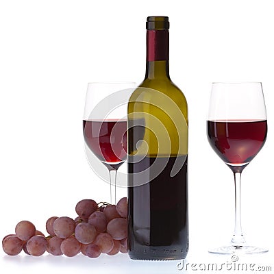 Two glasses with dark red wine on a white backgrou Stock Photo