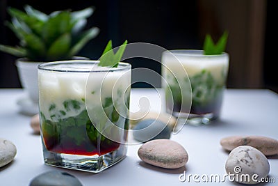 Two glasses of Es Cendol, Indonesian traditional food Stock Photo