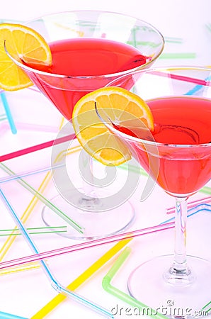 Two glasses with red cocktail vertical Stock Photo