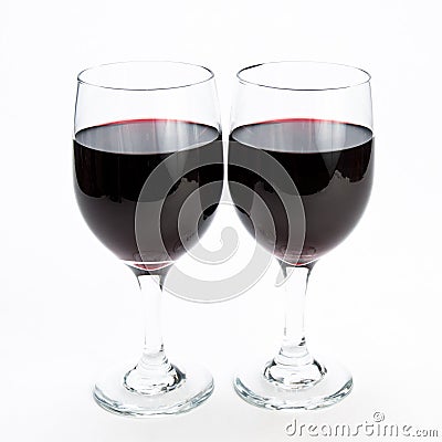 Two glasses of red wine on isolating background Stock Photo