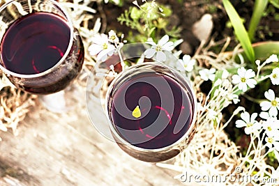 Two glasses with red wine Stock Photo