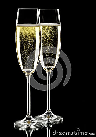 Two glasses of sparkling wine Stock Photo