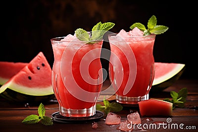 Two glasses of watermelon drink Stock Photo