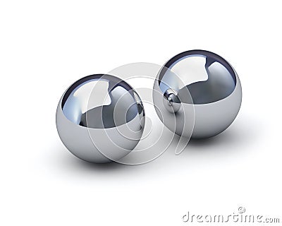 Two glossy metal spheres with clipping path Stock Photo