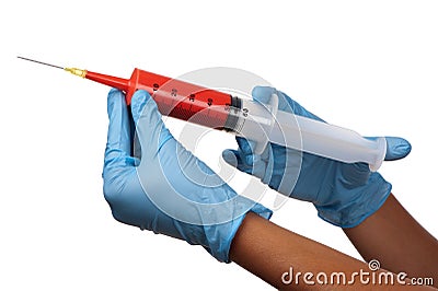 Large injection syringe Stock Photo