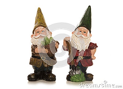 Two gnomes isolated on a white background Stock Photo