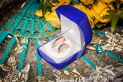 Two gold wedding rings Stock Photo