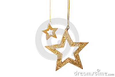 Two golden stars christmas decoration Stock Photo