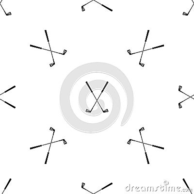 Two golf clubs pattern seamless black Vector Illustration