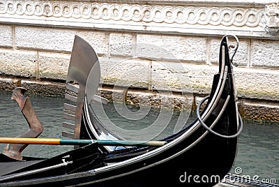 Two gondolas cross in a canal in Venice Stock Photo
