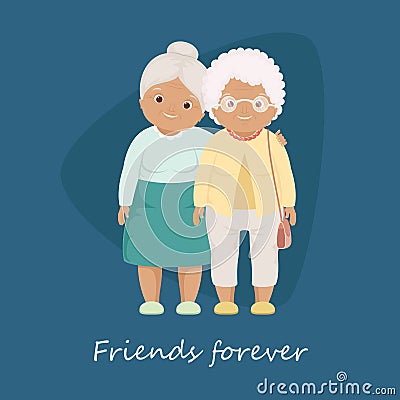 Two grandmothers friends Vector Illustration