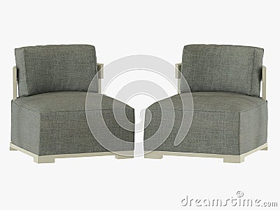 Two Gray armchair soft fabric 3d rendering Stock Photo