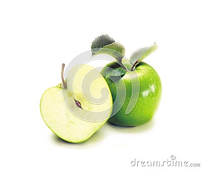 Two green apples Stock Photo