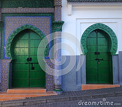 Doors to the Sidi Bou Abib Mosque, Tangier Editorial Stock Photo