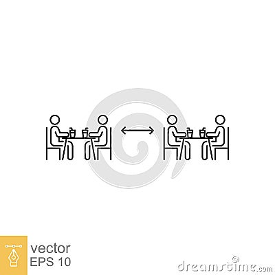 Two group people drinking coffee in cafe, safe table icon Vector Illustration