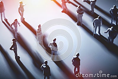 Two groups of people separated by blank space. Stock Photo