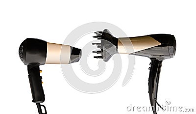 Two hair dryers Stock Photo