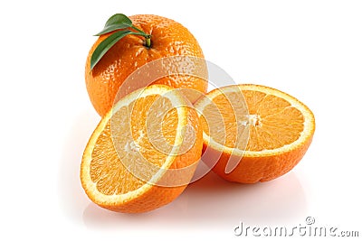 Two Half Orange and Orange Stock Photo