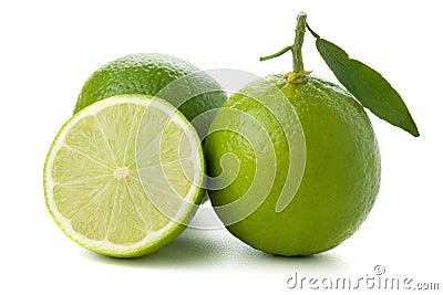 Two and half ripe limes Stock Photo