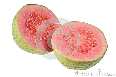 Two halves pink guava Stock Photo