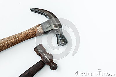 Two hammer head steel for the wood working industrial and carpenter Stock Photo
