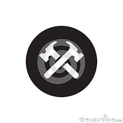 Two hammer logo icon design, double hammer symbol - Vector Vector Illustration