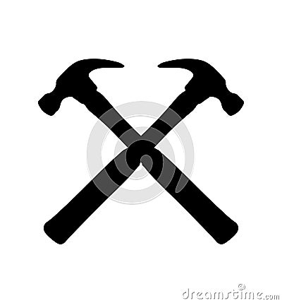 Two hammers crossed symbol on white Vector Illustration