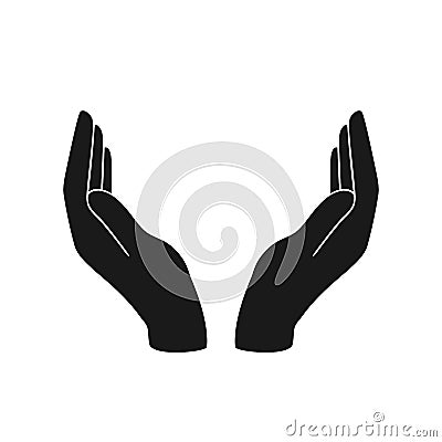 Two hand icon. vector illustration open palm Cartoon Illustration