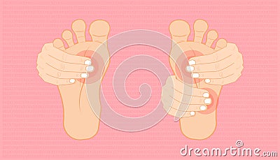 The two hand massage the foot for good healthy, relax, stress relief. illustration eps10 Vector Illustration