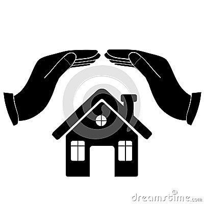 Two hand over the house Stock Photo