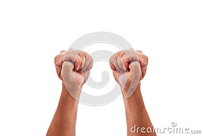 Two hands are crossing fingers Stock Photo