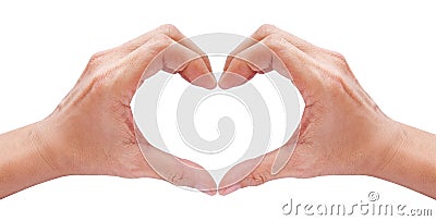 Two hands forming a heart on white Stock Photo