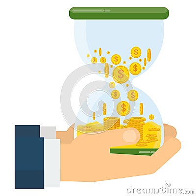 Two hands with money hourglass Vector Illustration