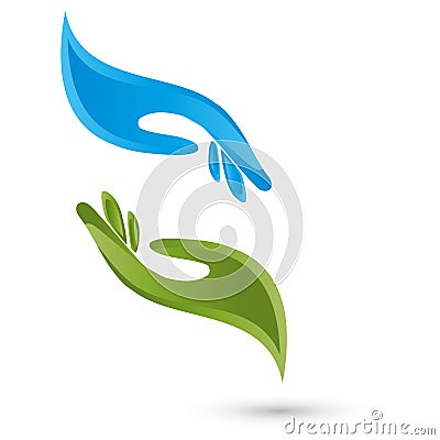 Two hands, physiotherapy and massage logo Stock Photo