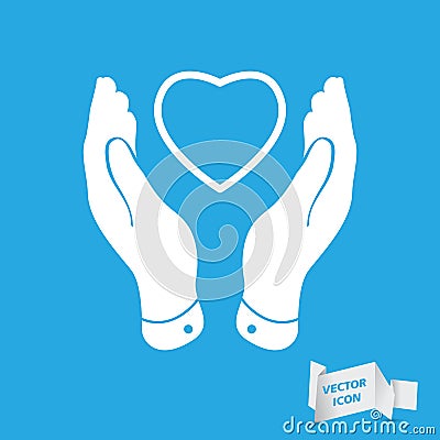 Two hands protecting heart icon Vector Illustration