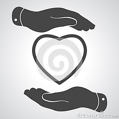 Two hands protecting heart icon Vector Illustration