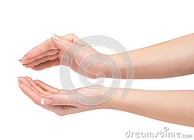 Two hands protecting something Stock Photo