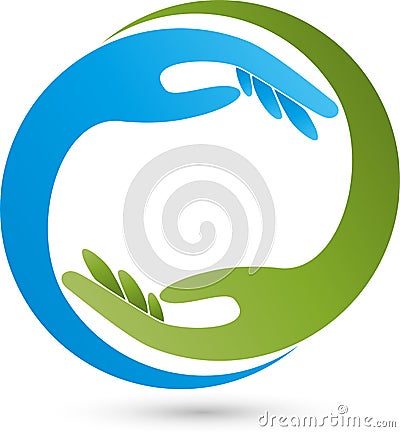 Two hands round, wellness and massage logo Stock Photo