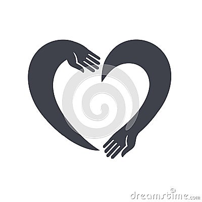 Two hands in the shape of a heart Vector Illustration
