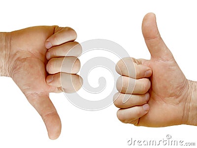 Two hands showing opposite Stock Photo