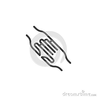 Two hands touching each other line icon Vector Illustration