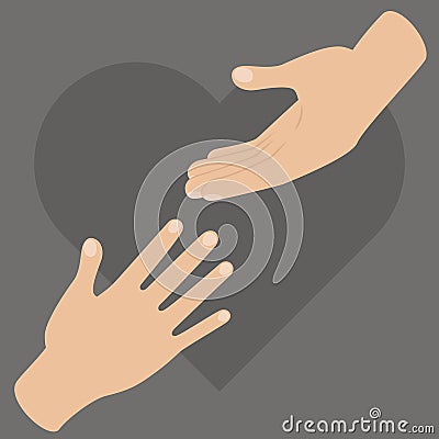 Two hands trying to reach each other Vector Illustration