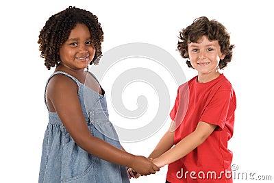 Two handsome children of different races Stock Photo