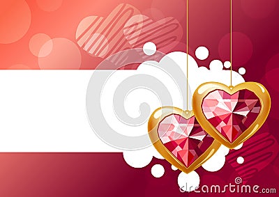 Two hanging hearts Vector Illustration