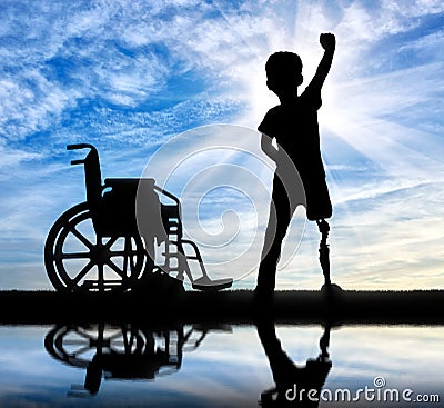 Two happy boy with a disability Stock Photo