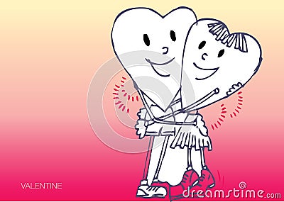 Two hearts hugging Vector Illustration