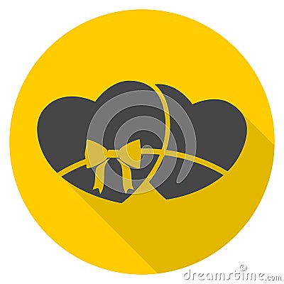 Two hearts icon with long shadow Vector Illustration