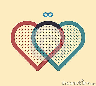 Two hearts joined together Vector Illustration