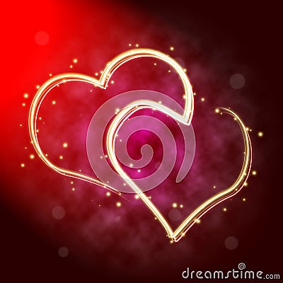 Two hearts in lights Stock Photo