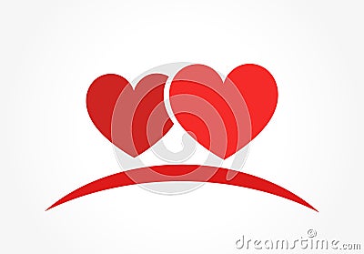 Two hearts logo or icon Vector Illustration